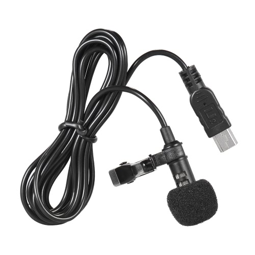 150cm professionnel Mini USB omnidirectionnel stéréo micro Microphone avec collier pince pour Gopro Hero 3 3+ 4