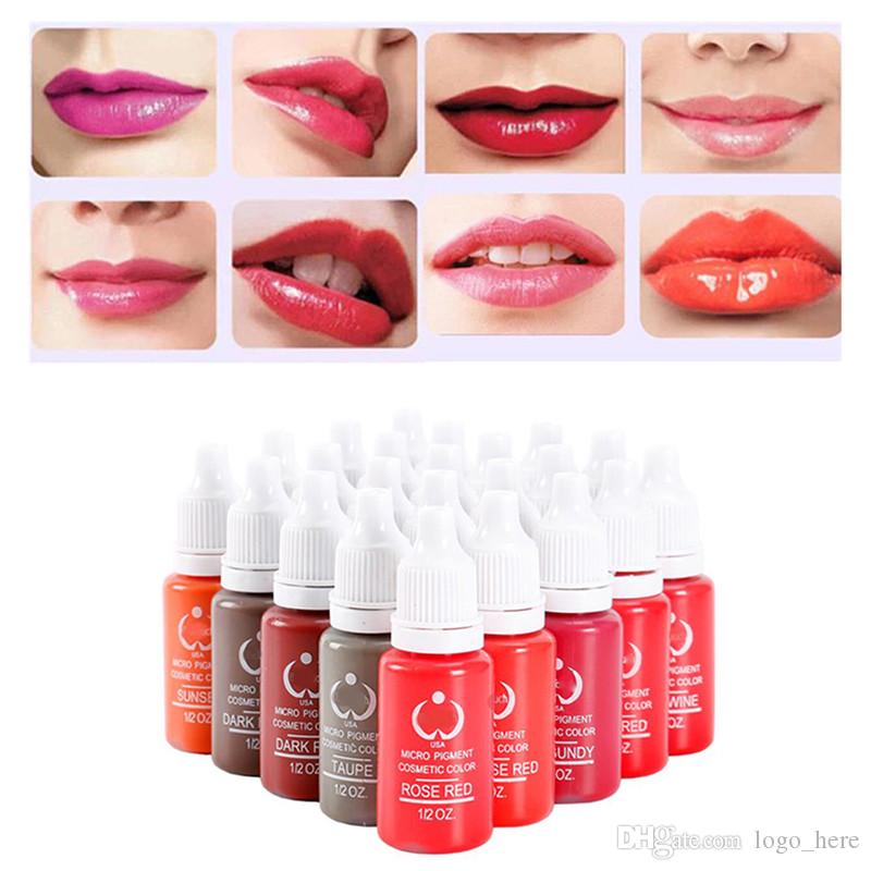 Wholesale-23pcs tattoo ink set pigments permanent makeup 15ml cosmetic color tattoo ink for eyebrow eyeliner lip R0107