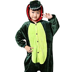 Kid's Kigurumi Pajamas Dragon Dinosaur Onesie Pajamas Flannel Toison Green Cosplay For Boys and Girls Animal Sleepwear Cartoon Festival / Holiday Costumes / Leotard / Onesie / Leotard / Onesie
