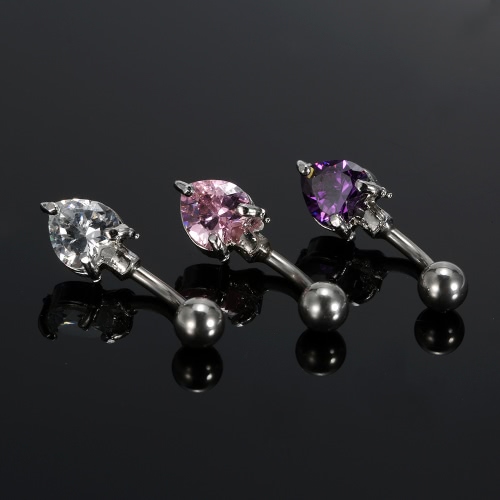 Belly Button 1pc Navel Bar Anneau Piercing Bijoux de corps en acier inoxydable Piercing Bar Coeur Blanc