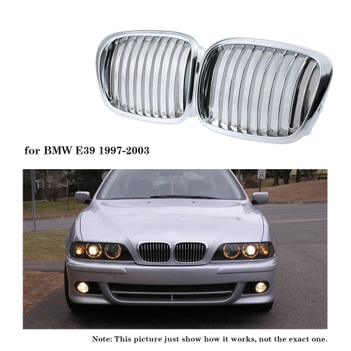 One Pair Silver Color Plating Front Kidney Grille Grill for BMW E39 1997-2003