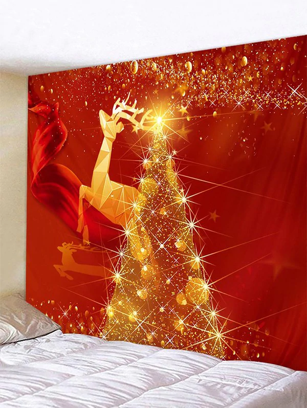 Christmas Deer Tree Pattern Tapestry Wall Hanging Art Decoration