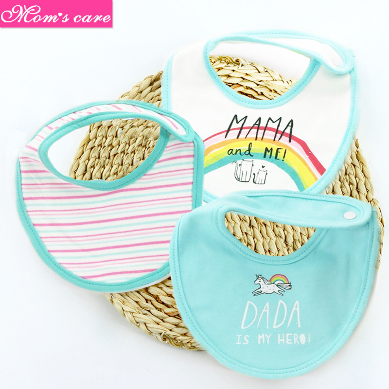 3-piece Cartoon Print Softness Cotton Baby Waterproof Bibs