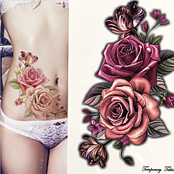 5 pièces/ensemble beauté maquillage faux tatouages temporaires autocollants roses fleurs bras épaule tatouage imperméable femmes grand flash tatouage sur le corps Lightinthebox