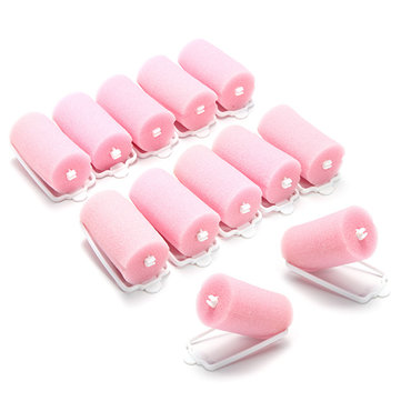12 Pcs Pink Soft Foam Sponge Hair Curlers Rollers Salon Barber Tool