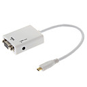 Plug and Play Micro HDMI Male to VGA Male Adapter with Audio Output for MacBook (22cm)