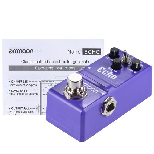 Guitar ammoon Nano Series Retard pédale d'effet Body True Bypass en alliage d'aluminium