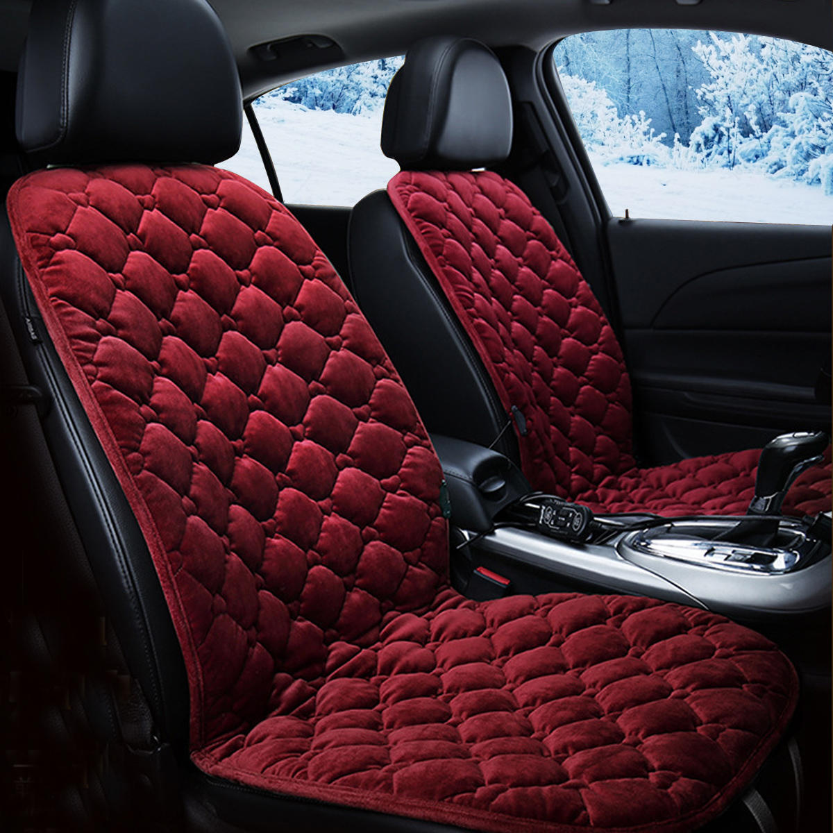 12V Heated Plush Cushion Car Seat Cover Heating Heater Warmer Pad Winter Red Universal