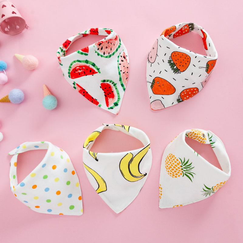 5-pack Fruit Print Double-layer Cotton Bibs
