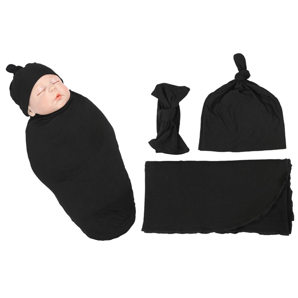 Solid Baby Blanket Photo Prop Headband Set
