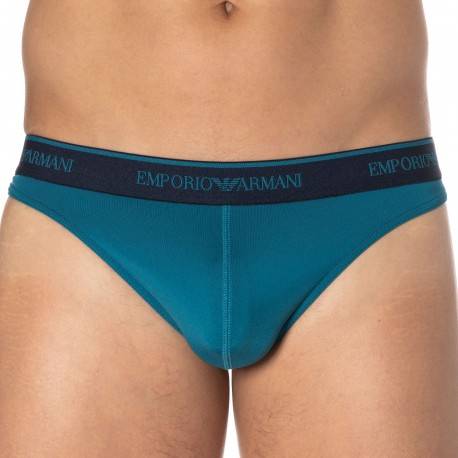Emporio Armani Essential Microfiber Thong - Baltic Blue S