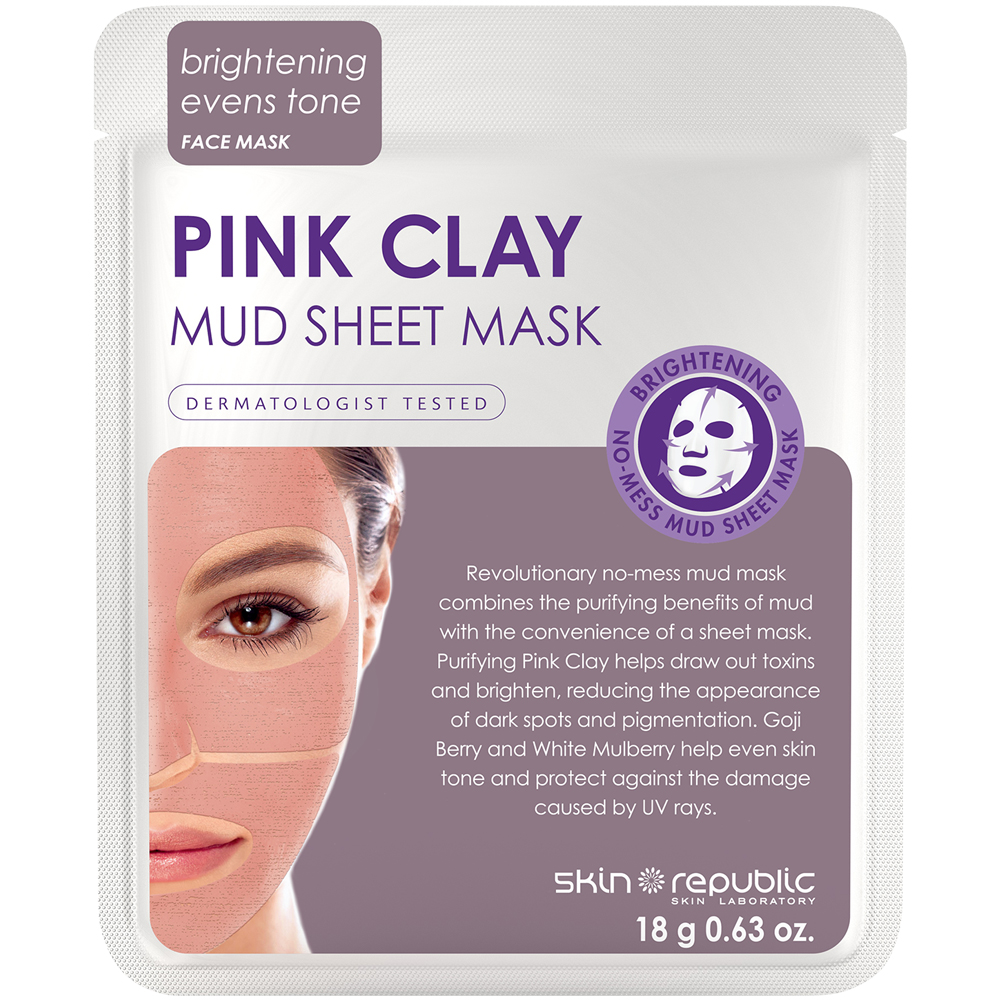 skin republic pink clay mud sheet mask  18g
