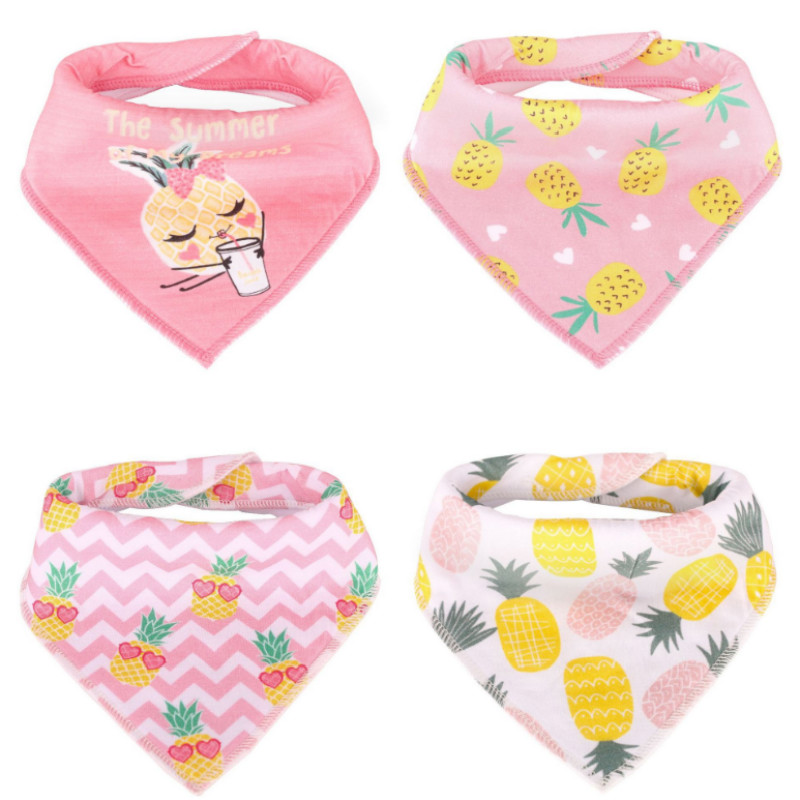 4-pack Pineapple Print Cotton Bibs