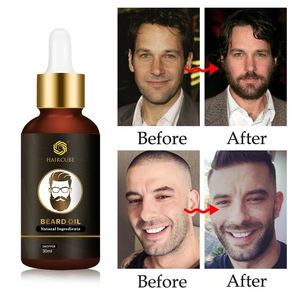 Haircube Men Beard Growth Essential Oil Kit Nourishing Enhancer Beard Liquid Natural Organic Growth Oil Beard Care Product 2PcsS