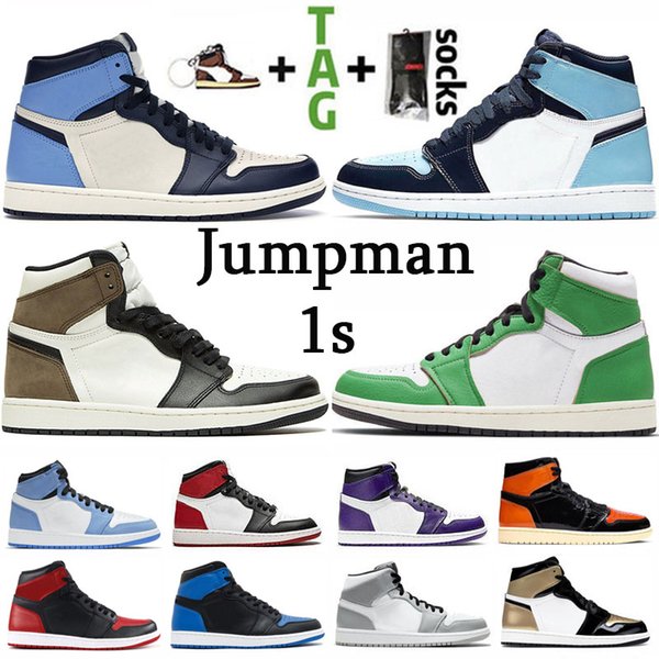 Jumpman 1 High OG Basketball shoes 1s Travis Scotts UNC Obsidian University Blue Twist Lucky Green Dark Mocha Fearless men women sneakers trainers