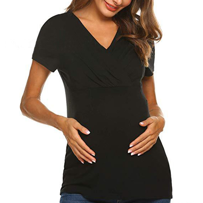Beautiful Solid Pleated Maternity Top
