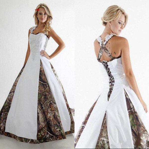2020 Charming Camo Wedding Dresses Turkey Satin Plus Size Bride Bridal Weding Lace AppliquedvWeeding Dresses Wedding Gowns