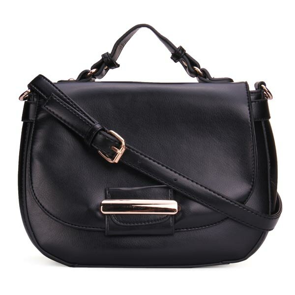 Fashion Preppy Style PU Leather Pure Color Crossbody Bag