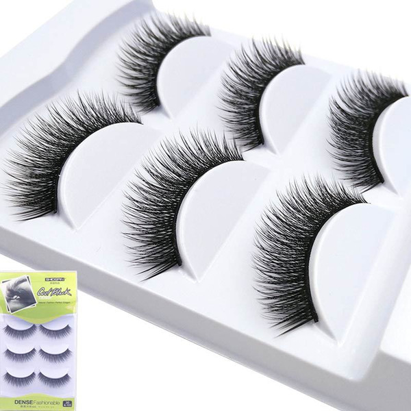 3 pairs natural long wispy eyelashes false cotton stalk winged beauty for makeup 3d mink fake eye lashes professional extension
