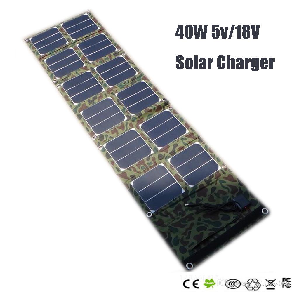 40w 18v/5v Dual output waterproof outdoor foldable folding solar panel charger external 12v battery device charger