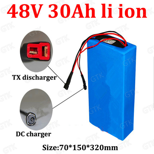 GTK customized 48v 30ah lithium ion battery 18650 with BMS 48v li-ion for 350w - 2500w Bicycle scooter e bike + 5A charger
