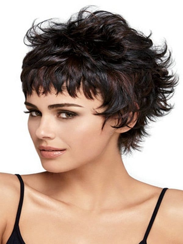 Mixed Slight Curl Short See-through Bang Synthetic Wig