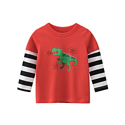 Kids Boys' Sweatshirt Long Sleeve Stripe Dinosaur Letter Red Children Tops Fall Spring Cool Daily Indoor Outdoor Slim 2-8 Years Lightinthebox