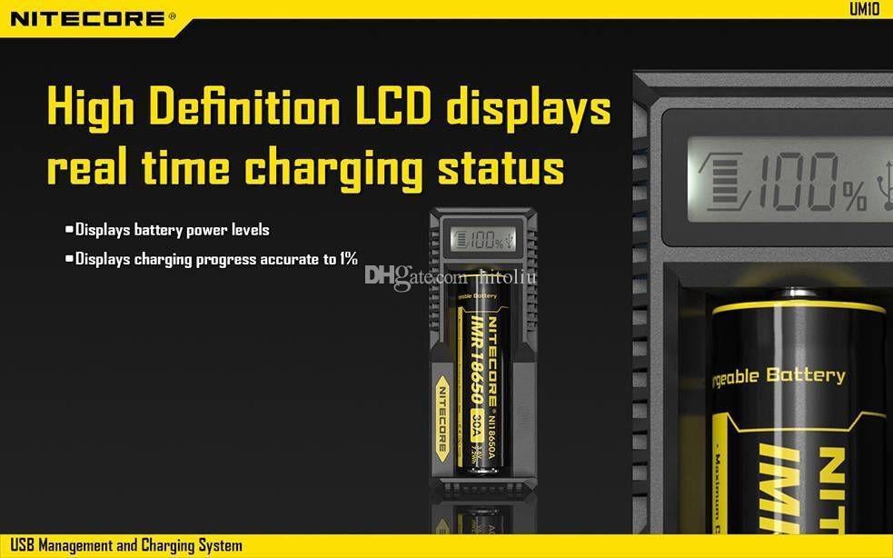 Authentic Nitecore UM10 Intelligent Multi Functional Battery Charger with LCD Display for 18650 14500 17670 16340 Dry Battery