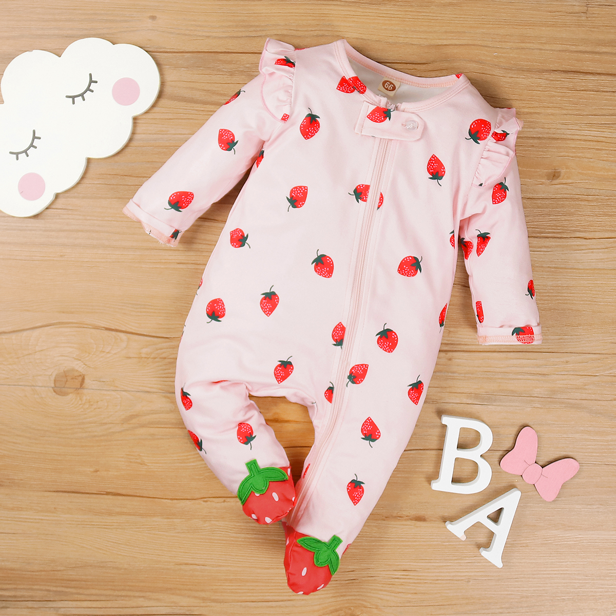 Baby Strawberry Ruffled Jumpsuit