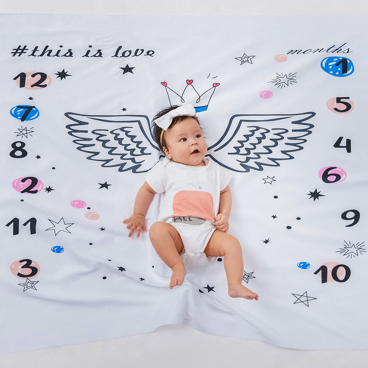 Newborn Baby Milestone Blankets Photography Blanket Angel Wing Background Soft Baby Photography Props