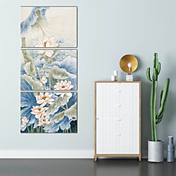 3 panneaux art mural impressions sur toile peinture oeuvre photo tradition florale lotus décoration de la maison décor toile roulée sans cadre sans cadre non étiré Lightinthebox