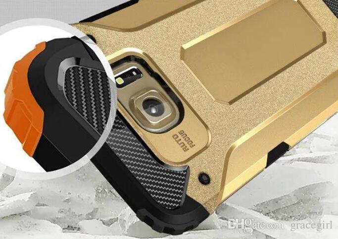Dual Layer Hybrid Armor Ballistic TPU + PC Aluminum Hard Case Slim For Samsung Galaxy A8 Plus 2018 C5 S7 S6 Edge LG G7 G5 Skin Cover 100PCS