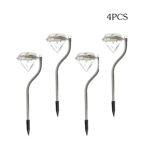 4PCS Solar Power Diamond Lights Outdoor Path LED Night Lamp