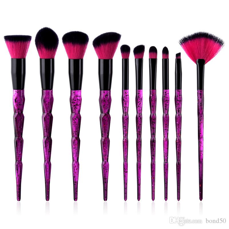 1Set makeup brushes set Diamond purple Kwasten Eye shadow Powder Cosmetic Face Blush 10pcs Makeup Brush Set eyebrow Foundation Tool T10085