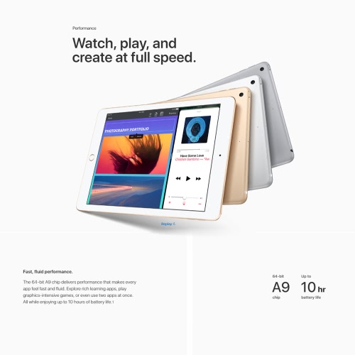 Apple iPad Wi-Fi Only Tablet 9.7inch Retina Display 2048*1536pixel 64bit A9 Chip 128GB iOS 10 8.0MP+1.2MP Camera 32.4Wh Battery Touch ID Siri BT4.2 Apple Pay FaceTime Tablet PC