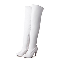 Women's Boots Over-The-Knee Boots Plus Size Cone Heel Closed Toe Over The Knee Boots Classic Minimalism Daily PU Solid Colored Winter Almond White Black Lightinthebox