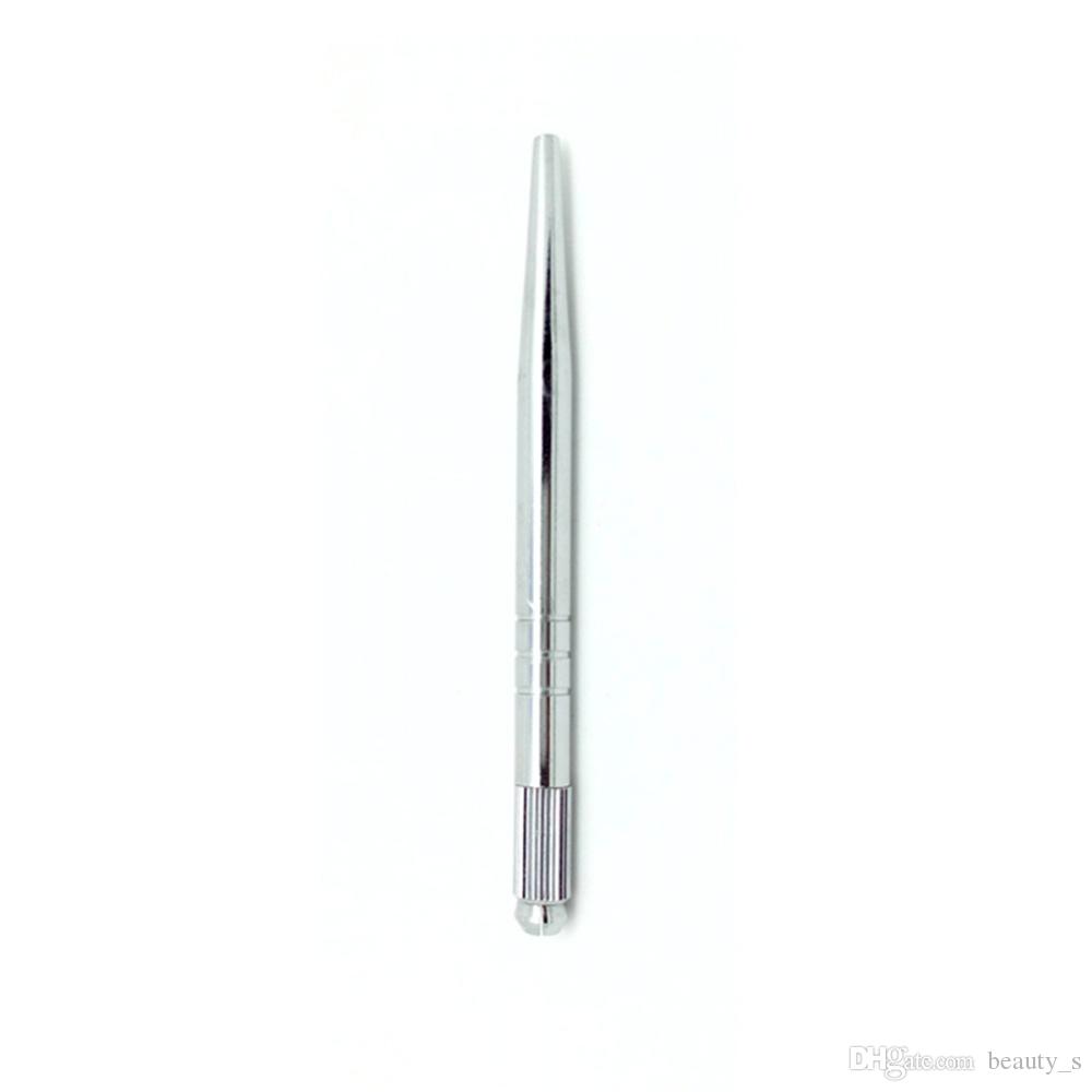 10Pcs/lot Silver Alloy Professional Permanent Makeup Manual Pen 3D Eyebrow Embroidery Handmade Tattoo MicroBlading manual Pen free shopping