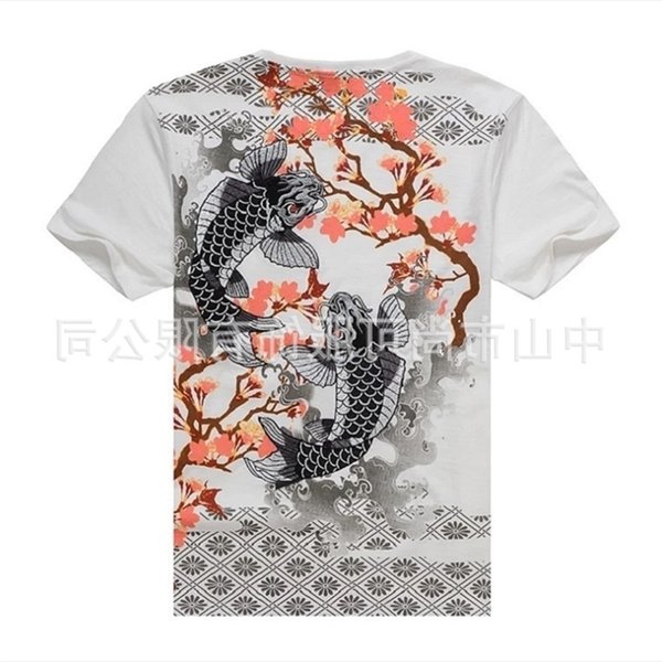 style T-shirt man Chinese tattoo embroidered T / Embroidered short sleeve