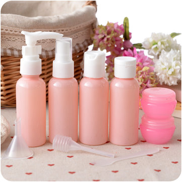 9Pcs/Kit Spray Bottles Compact Portable Plastic Travel Cosmetics Suit Pressed Bottle Bubble Perfume