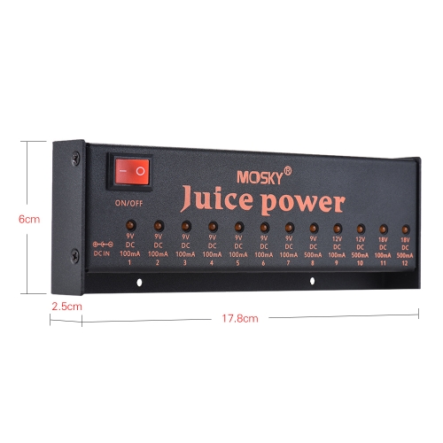 MOSKY JUICE POWER Station d'alimentation de l'effet de guitare 12 Sorties DC isolées pour 9V 12V 18V Amplificateur amplificateur basse puissance amplificateur de guitare