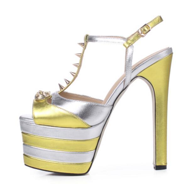 2017 women spike stud pumps thin heels party shoes sexy peep toe high heels ankle strap dress shoes platform pumps ladies shoes