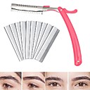10Pcs/Set Retractable Eyebrow Razor with 10Pcs Stainless Steel Blade Portable Safe Beautiful Eyebrow Shaper