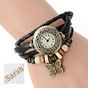trois couches wrap bracelet cuir PU la sortie analogique de cadeaux personnalisés femmes montre avec strass gravé