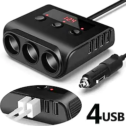 Adaptateur de chargeur de prise de voiture à 3 voies 12v-24v prise séparateur de prise LED 4 adaptateur de chargeur USB 2.4A 100W pour téléphone MP3 DVR miniinthebox