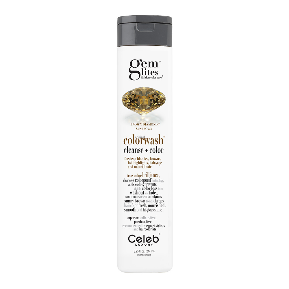 celeb luxury gem lites semi permanent colourwash shampoo brown - brown diamond 244ml