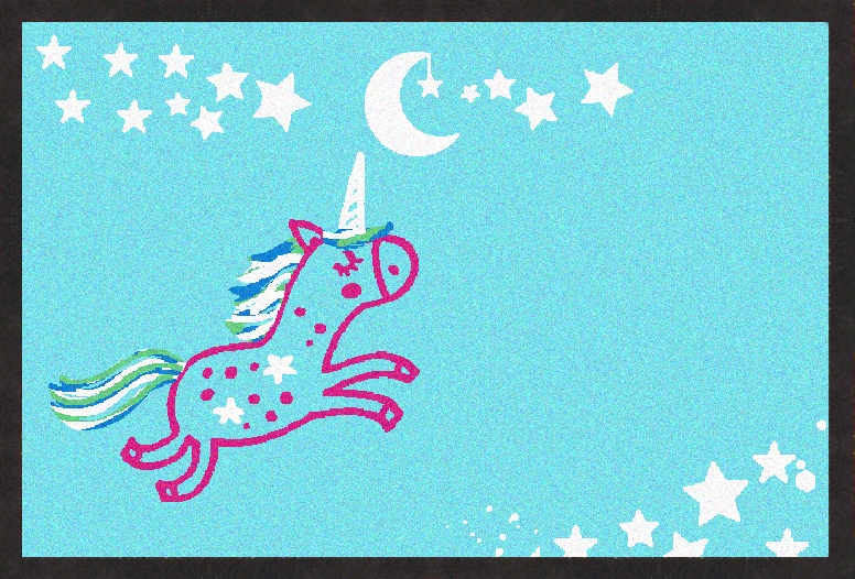 Fußmatte Unicorn Sterne Mond hellblau