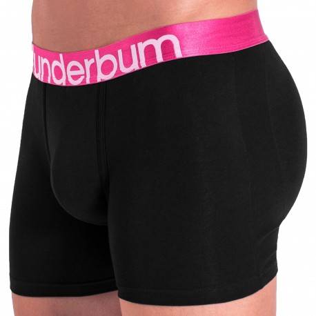 Rounderbum Colors Padded Cotton Boxer Briefs - Black - Pink L