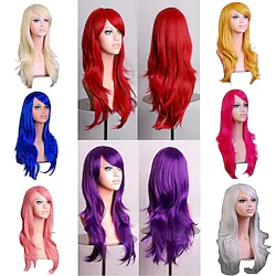 Synthetic Wig Body Wave Asymmetrical Wig Long Light Blonde Watermelon Red Brown Pink Green Synthetic Hair 27 inch Women's Red Brown Lightinthebox