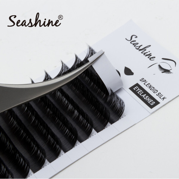 Seashine False Eyelash Extension 12 Lines/Tray Silk Soft Eye lash Extensions C/D/L Curl Individual Lashes Russian Volume Lashes