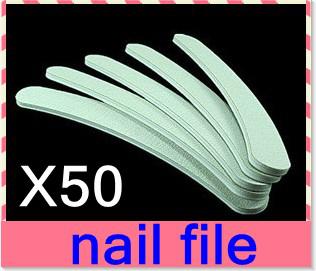 50pcs/lot Nail Art Kit White Nail Buffer Shape Banana Acrylic UV Gel curved nail file